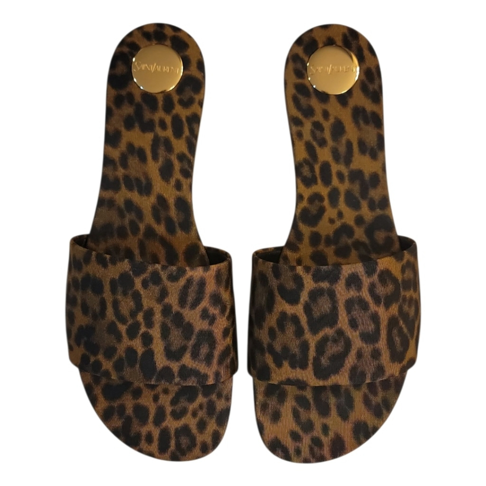 NWT $800 SAINT LAURENT Carlyle Slides in Leopard Grosgrain 8 B / 38 EU - Picture 4 of 13